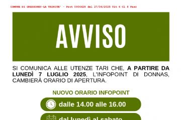 Avviso cambio orario centro servizi della Teknoservice