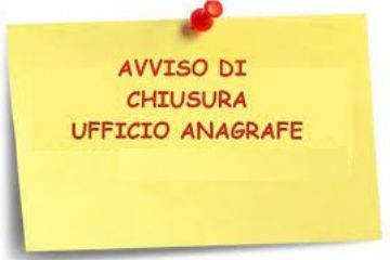 Avviso di chiusura ufficio anagrafe